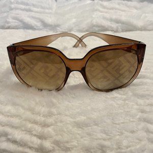Fendi Brown- Gold Square Ladies Sunglasses